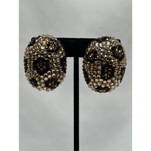 Genuine Australian Chrystal earrings. gold, black and brown